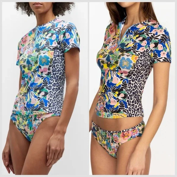 Johnny Was Multicolored Zip Swim Layla Surf Shirt Top Size Small - Picture 2 of 15